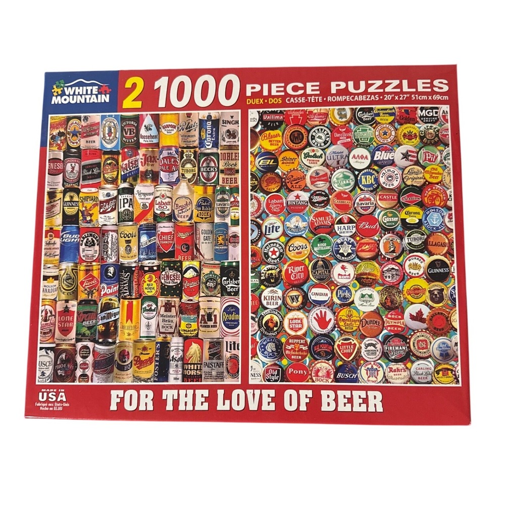 White‎ Mountain 2 1000 Piece Puzzles For The Love Of Beer Cans Bottle Caps